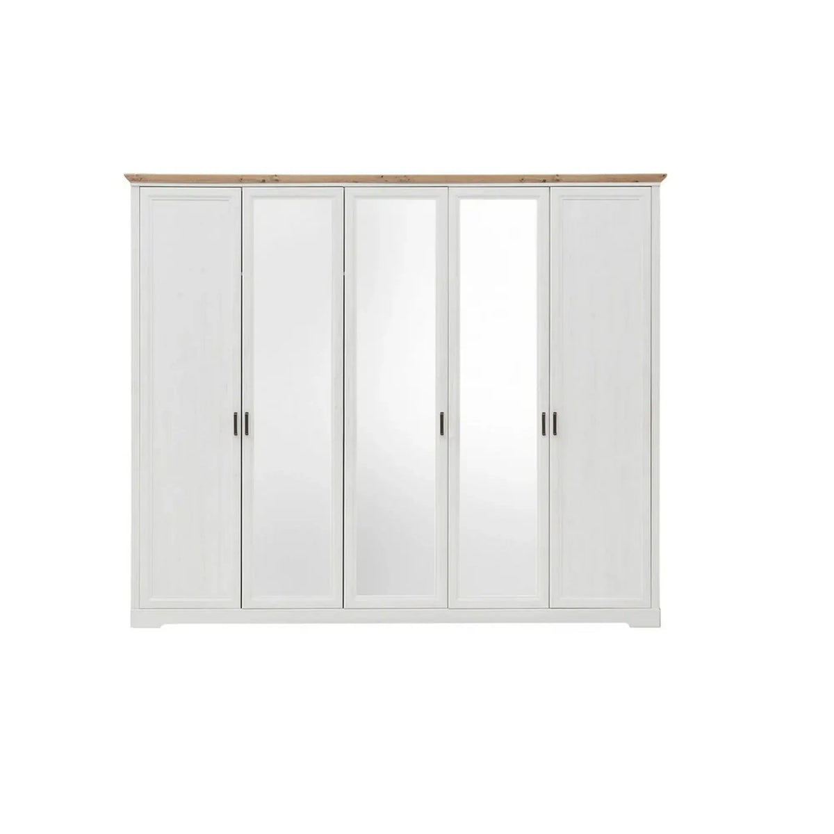 Dulap JASMIN, alb/stejar artisan, PAL, cu 5 usi, 264x64x220 cm