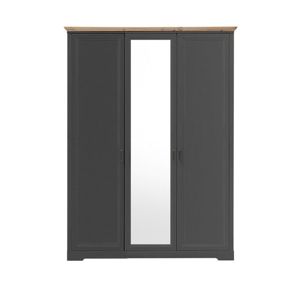 Dulap JASMIN, gri grafit/stejar artisan, PAL, cu 3 usi, 164x64x220 cm