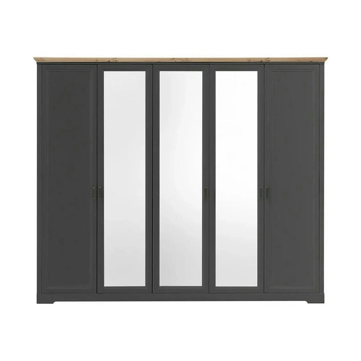 Dulap JASMIN, gri grafit/stejar artisan, PAL, cu 5 usi, 264x64x220 cm