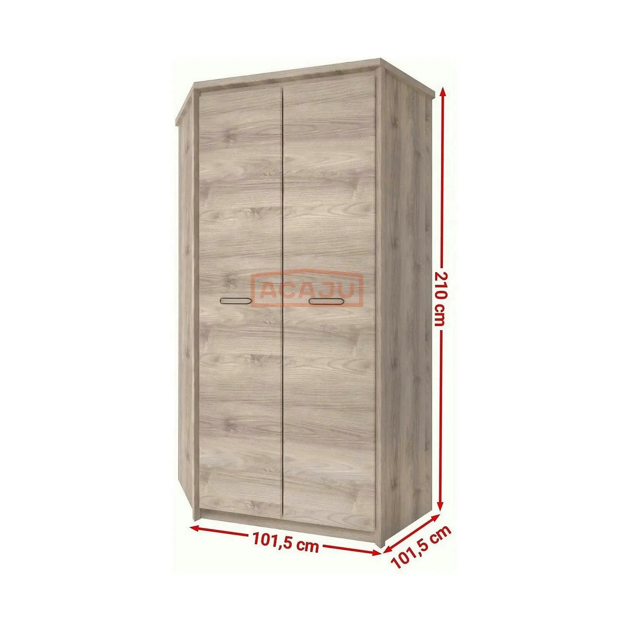 Dulap JAZZ, stejar, PAL laminat, cu 2 usi, 101x101x210 cm