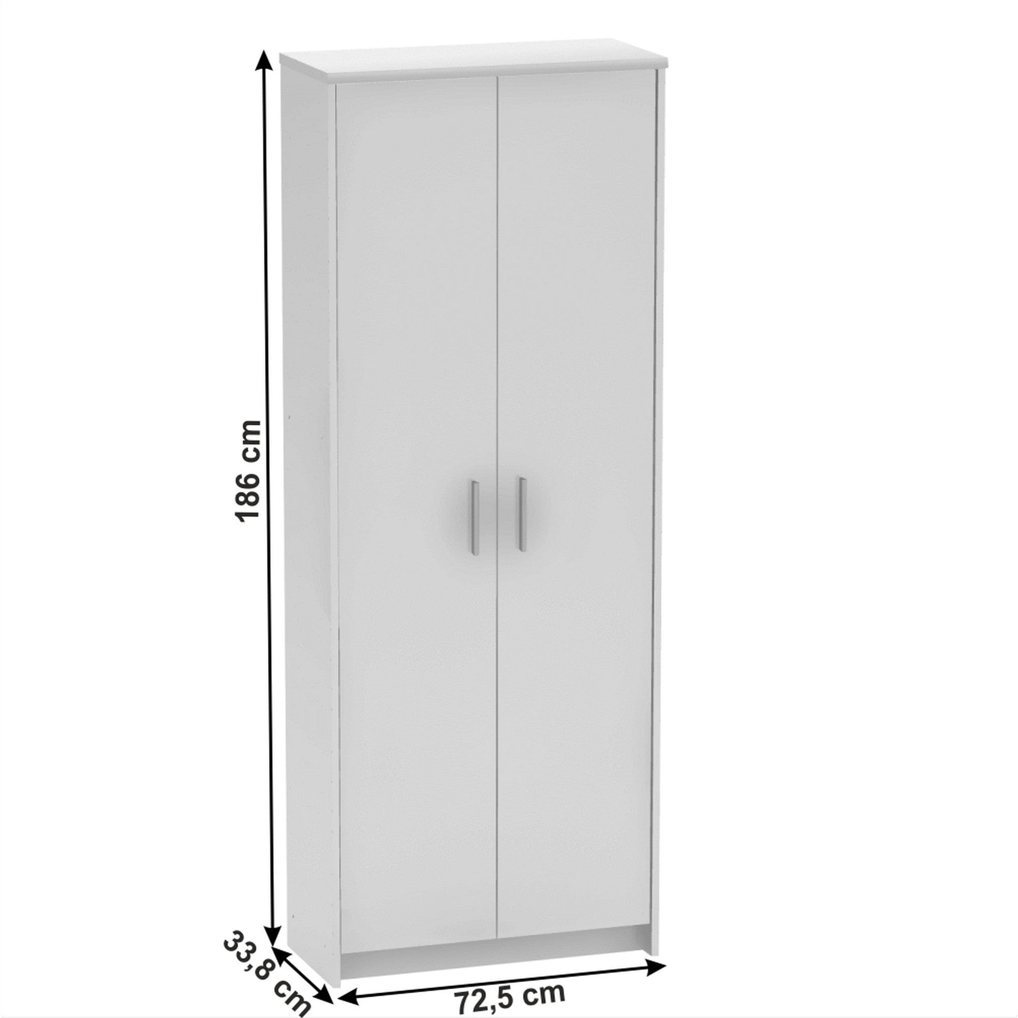 Dulap JOHAN 2 NEW 05, alb, DTD laminat, cu 2 usi, 73x34x186 cm