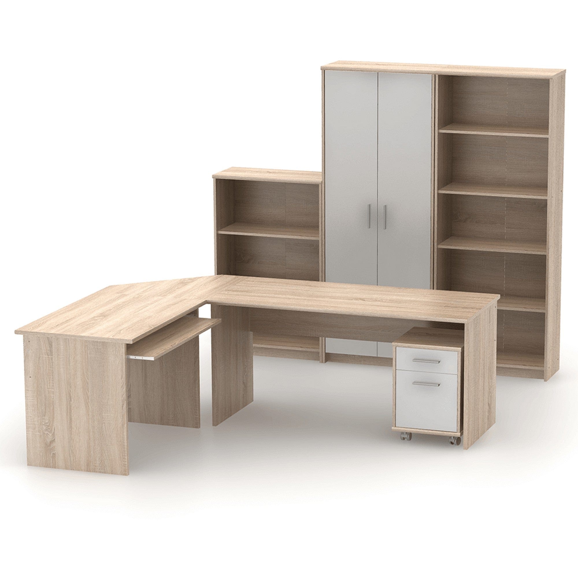 Dulap JOHAN 2 NEW 05, stejar sonoma/alb, DTD laminat, cu 2 usi, 73x34x186 cm