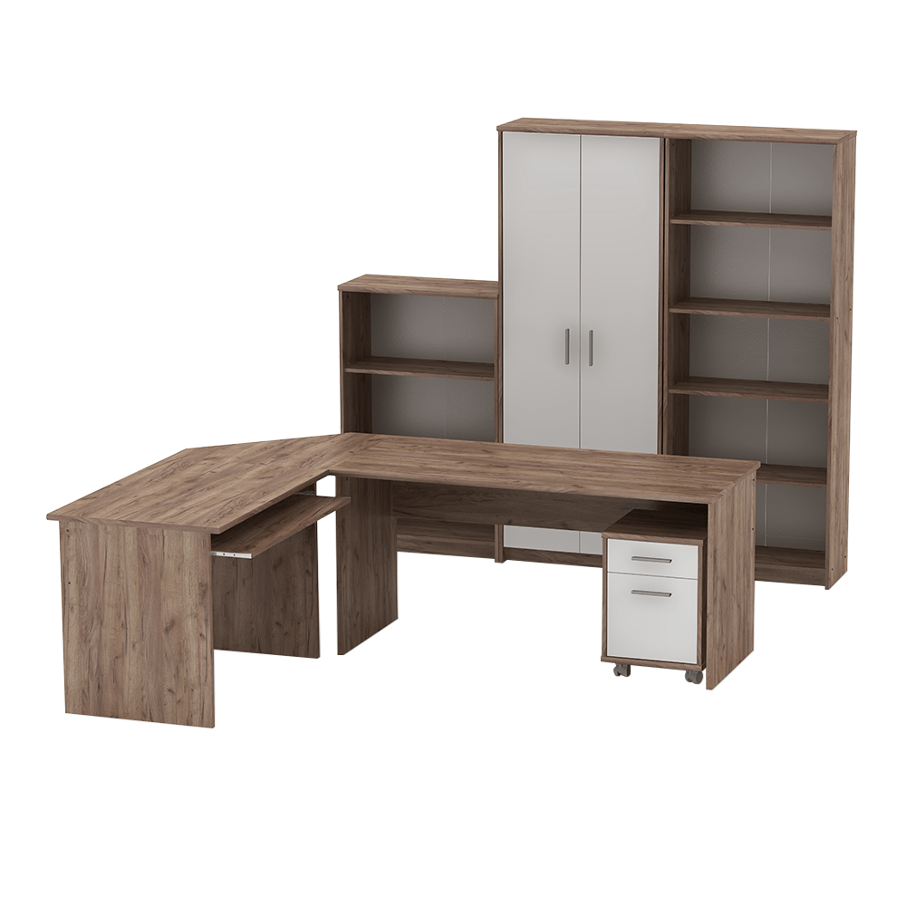 Dulap JOHAN 2 NEW 13, alb/stejar inchis, DTD laminat, cu 2 usi, 73x34x116 cm