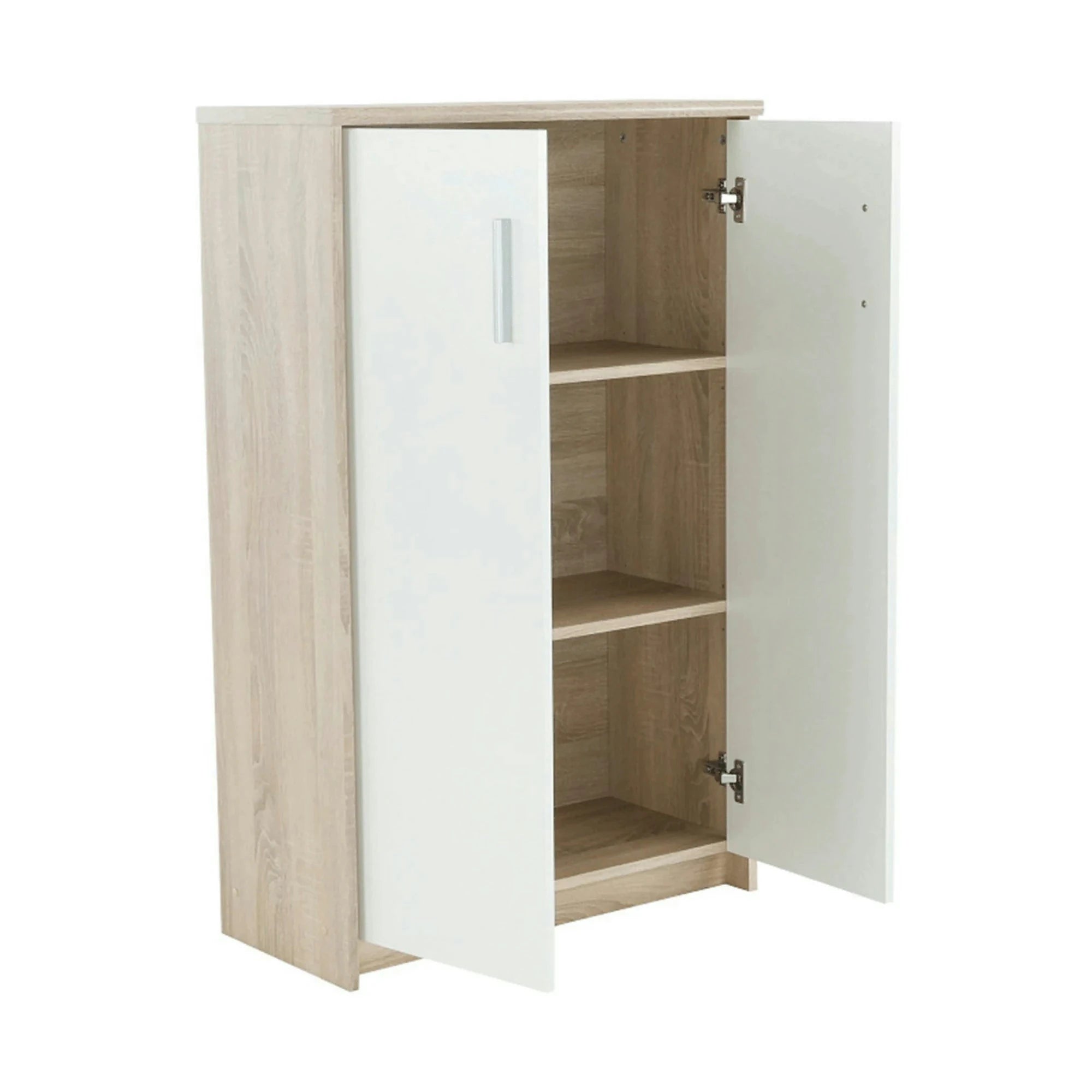 Dulap JOHAN 2 NEW 13, stejar sonoma/alb, PAL melaminat, cu 2 usi, 73x34x116 cm