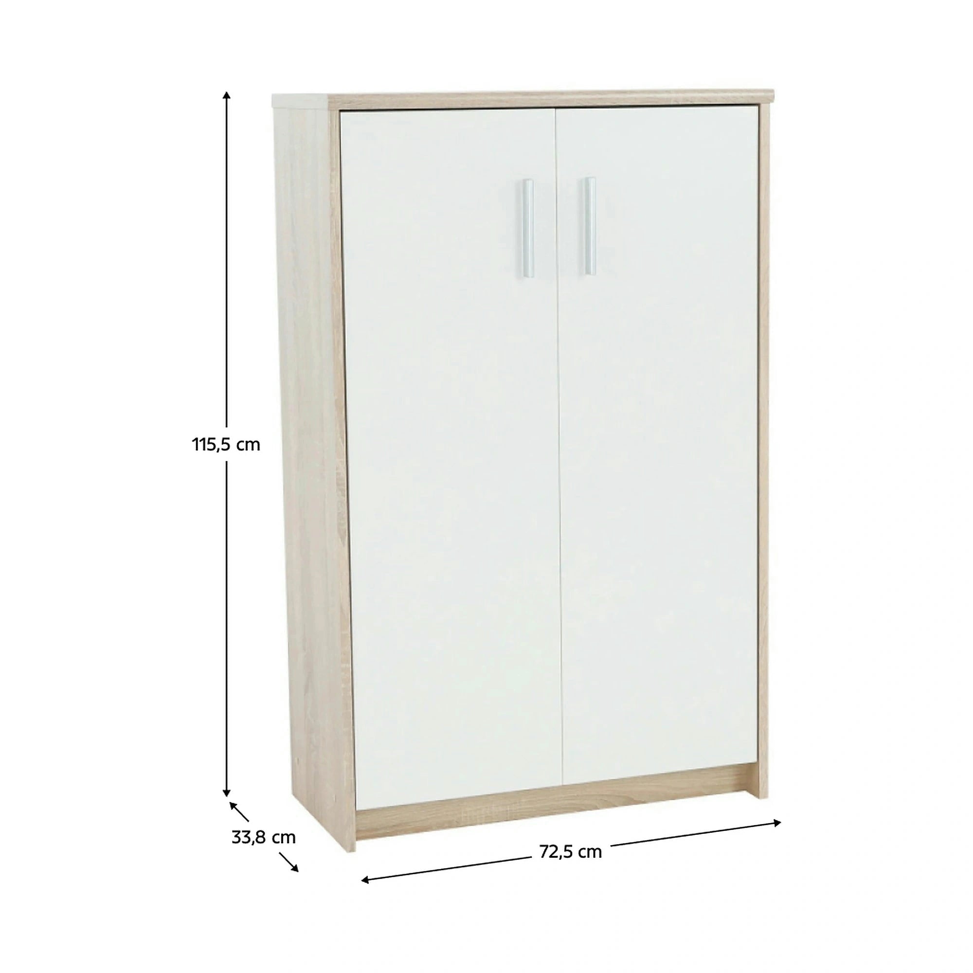 Dulap JOHAN 2 NEW 13, stejar sonoma/alb, PAL melaminat, cu 2 usi, 73x34x116 cm