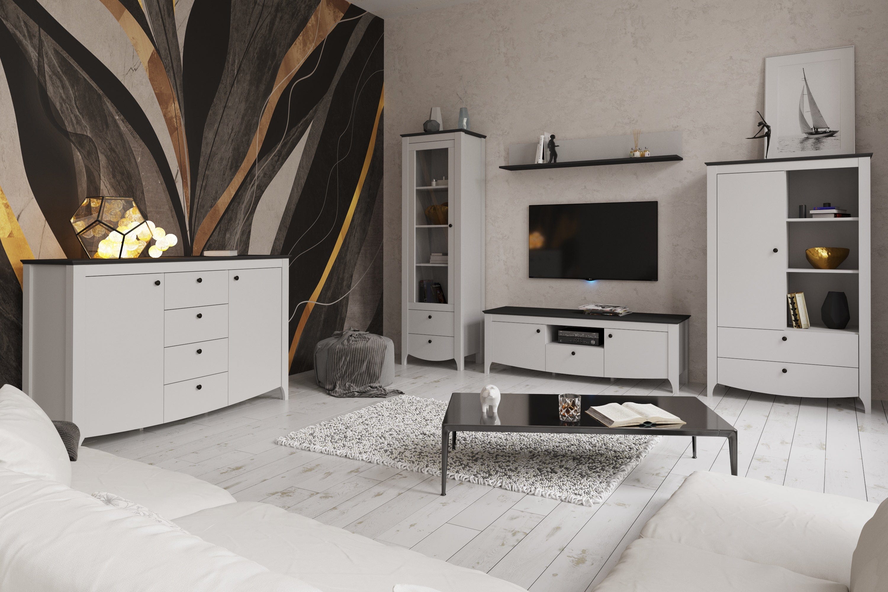 Dulap KARINA 6, alb/stejar, PAL, 96x46x158 cm