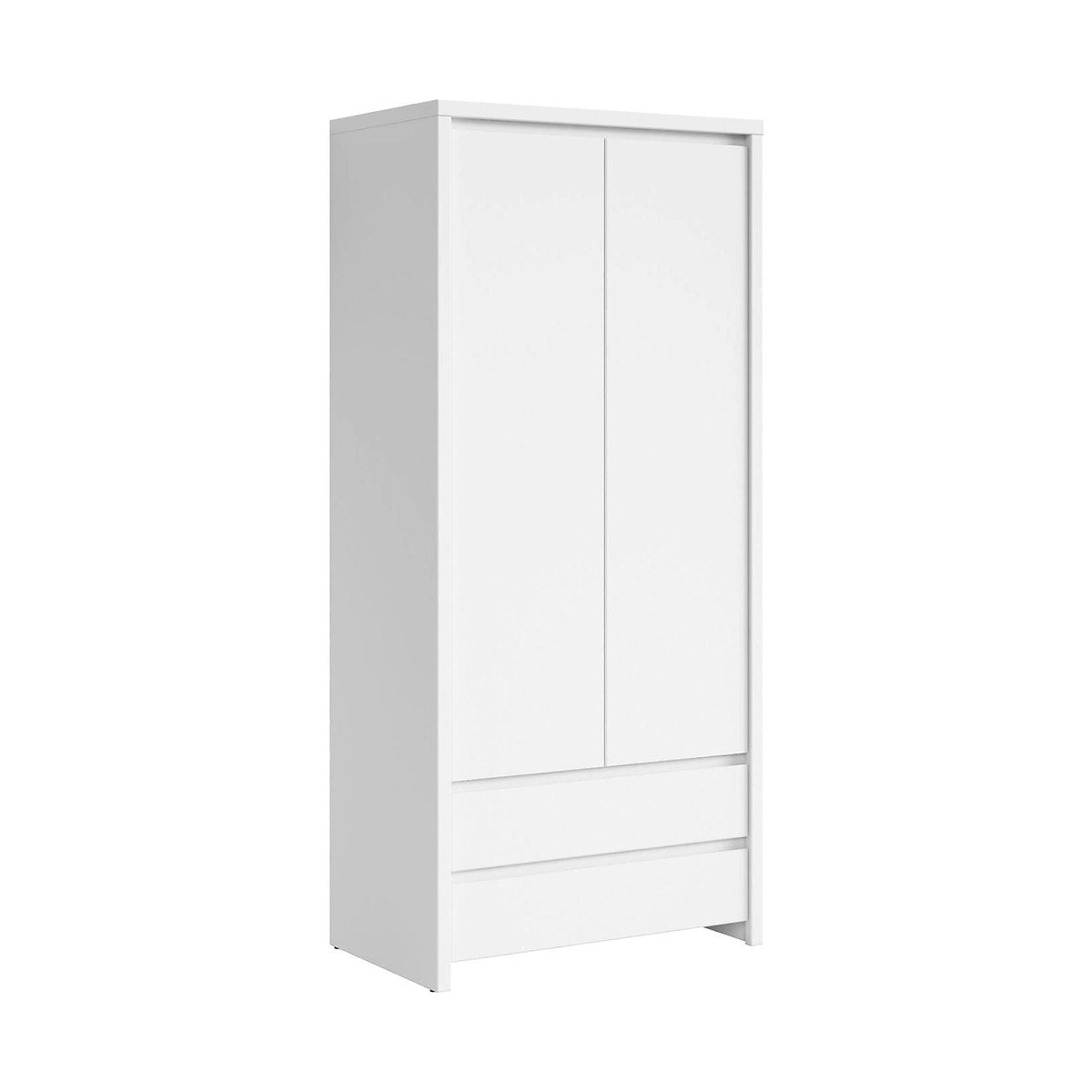 Dulap KASPIAN, alb, PAL, cu 2 usi si 2 sertare, 90x56x201 cm
