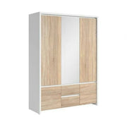 Dulap KASPIAN, stejar sonoma/alb, PAL, cu 5 usi si 2 sertare, 154x56x211 cm