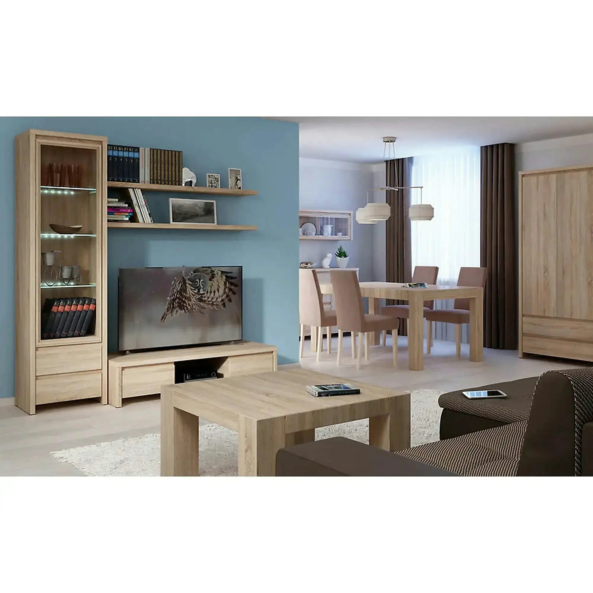 Dulap KASPIAN, stejar sonoma, PAL, cu 2 usi si 2 sertare, 90x41x201 cm