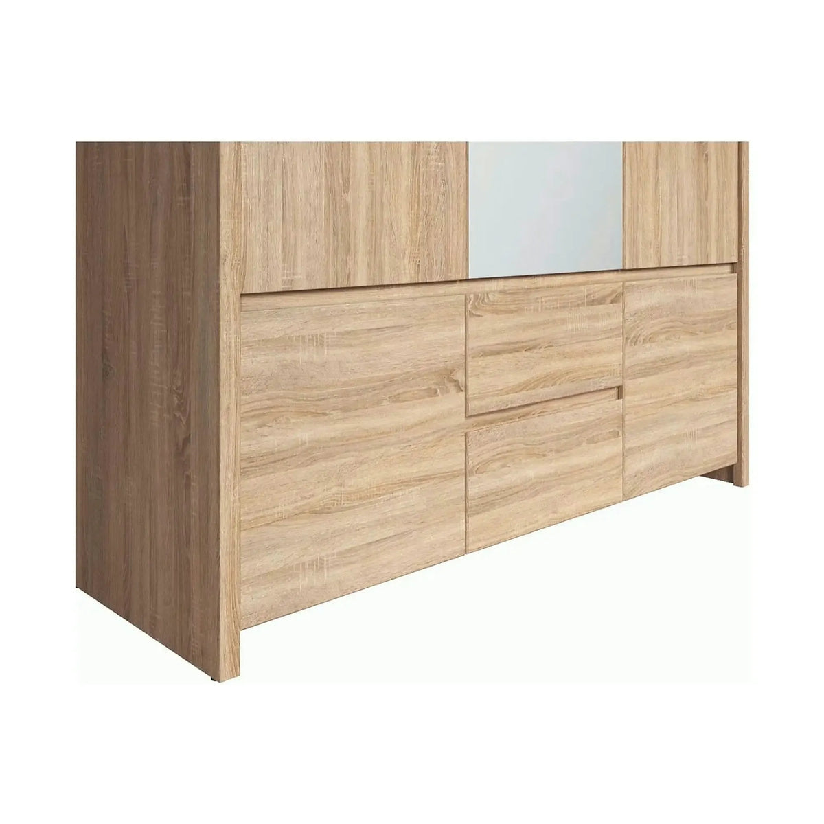 Dulap KASPIAN, stejar sonoma, PAL, cu 5 usi si 2 sertare, 154x56x211 cm