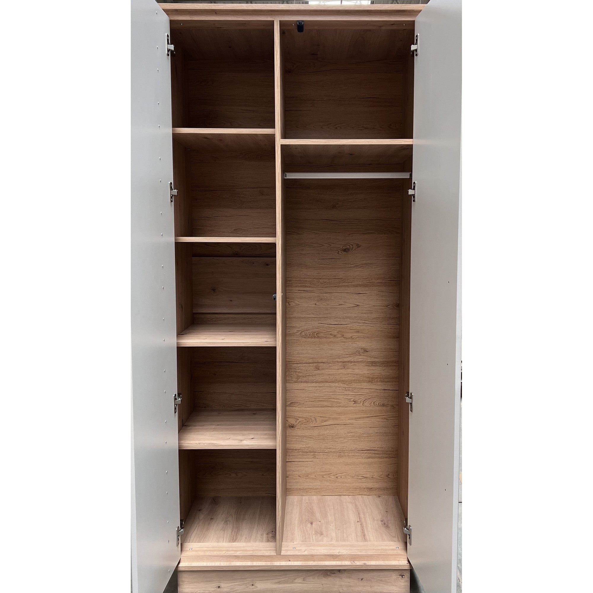 Dulap KEKS K1, stejar/casmir, PAL laminat, cu 2 usi, 89x54x194 cm
