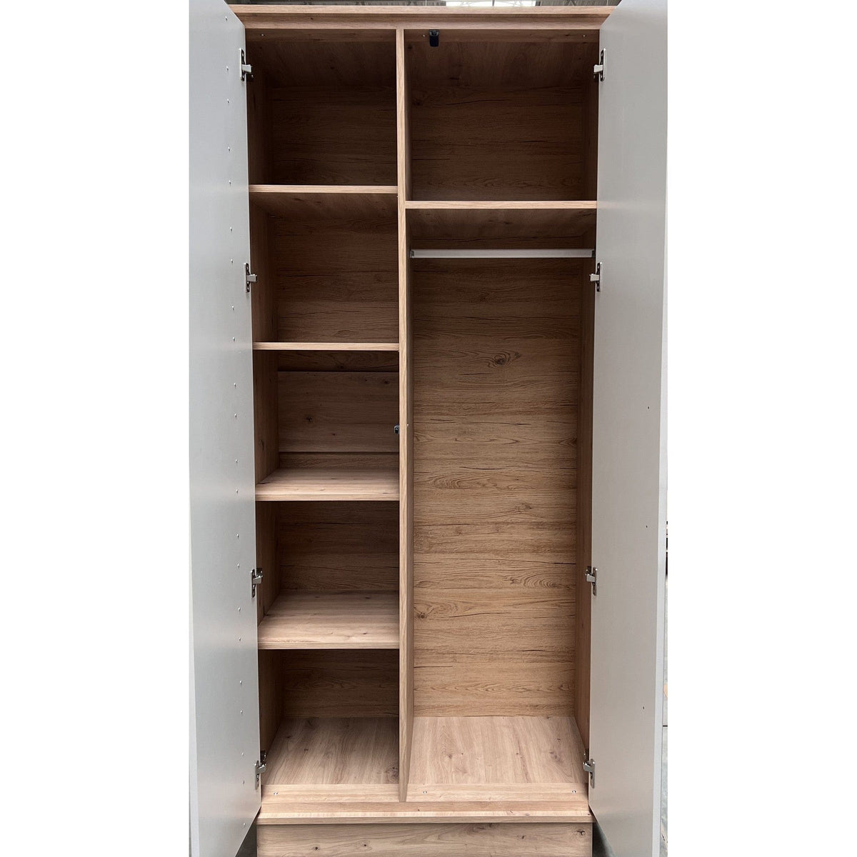 Dulap KEKS K1, stejar/casmir, PAL laminat, cu 2 usi, 89x54x194 cm