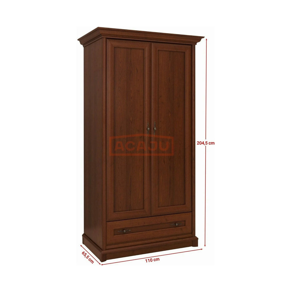 Dulap KENT, castan, PAL, cu 2 usi si un sertar, 110x66x205 cm
