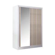 Dulap LADDER, alb/stejar craft, PAL melaminat/sticla, cu 2 usi, 150x61x215 cm