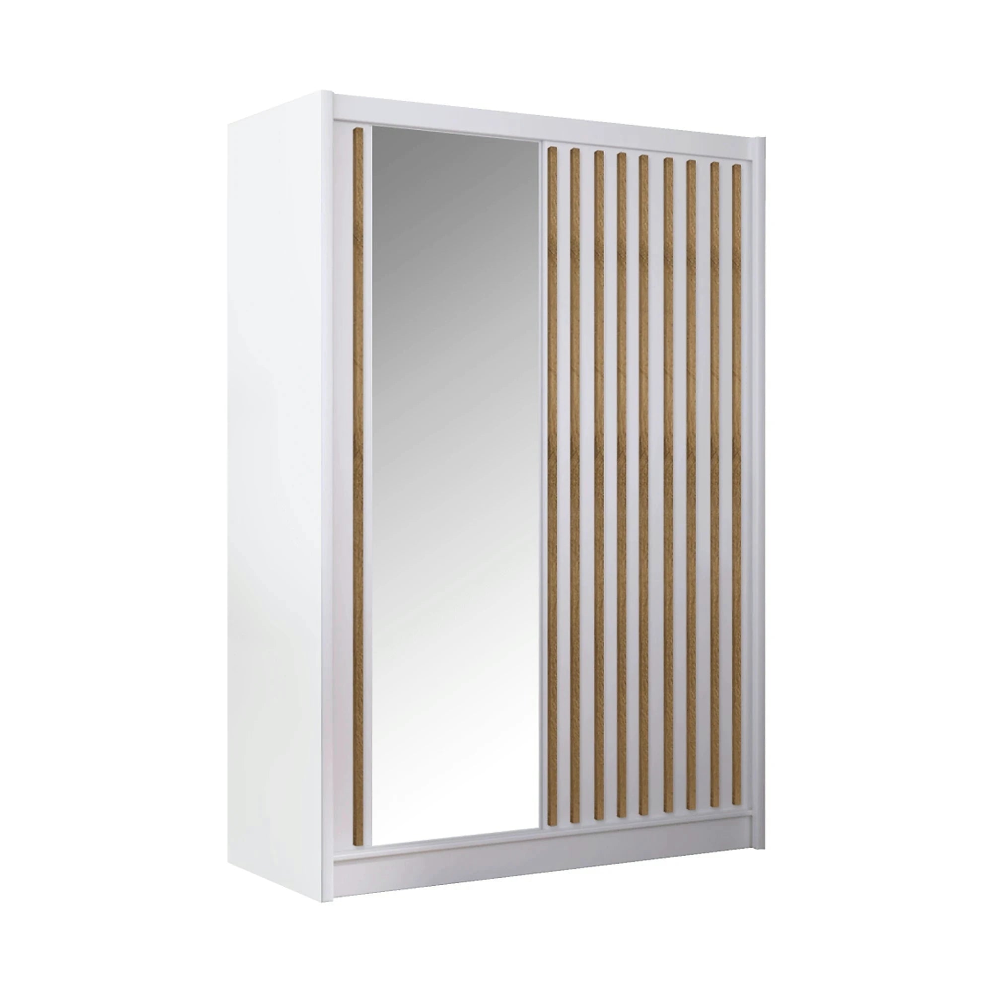 Dulap LADDER, alb/stejar craft, PAL melaminat/sticla, cu 2 usi, 150x61x215 cm