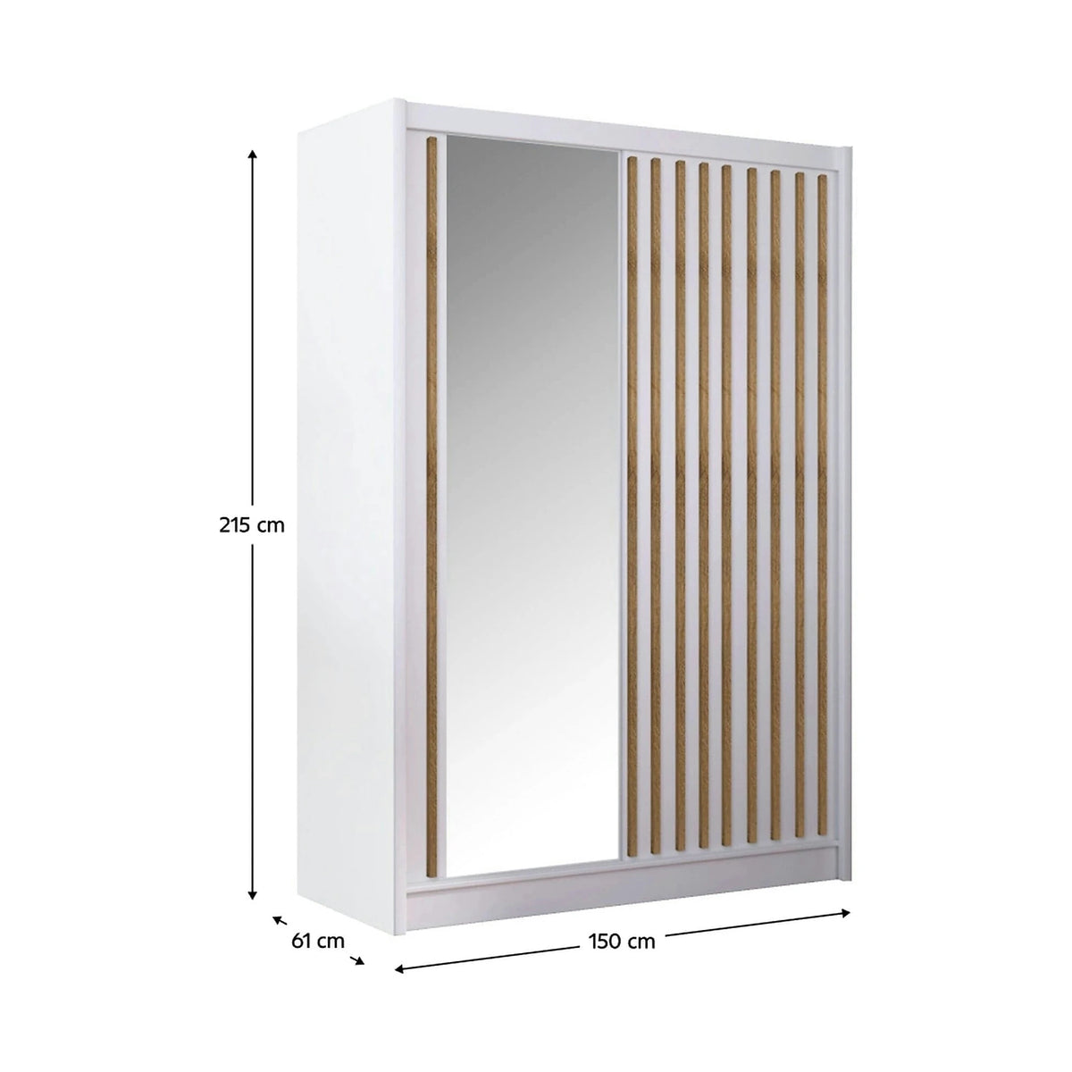 Dulap LADDER, alb/stejar craft, PAL melaminat/sticla, cu 2 usi, 150x61x215 cm