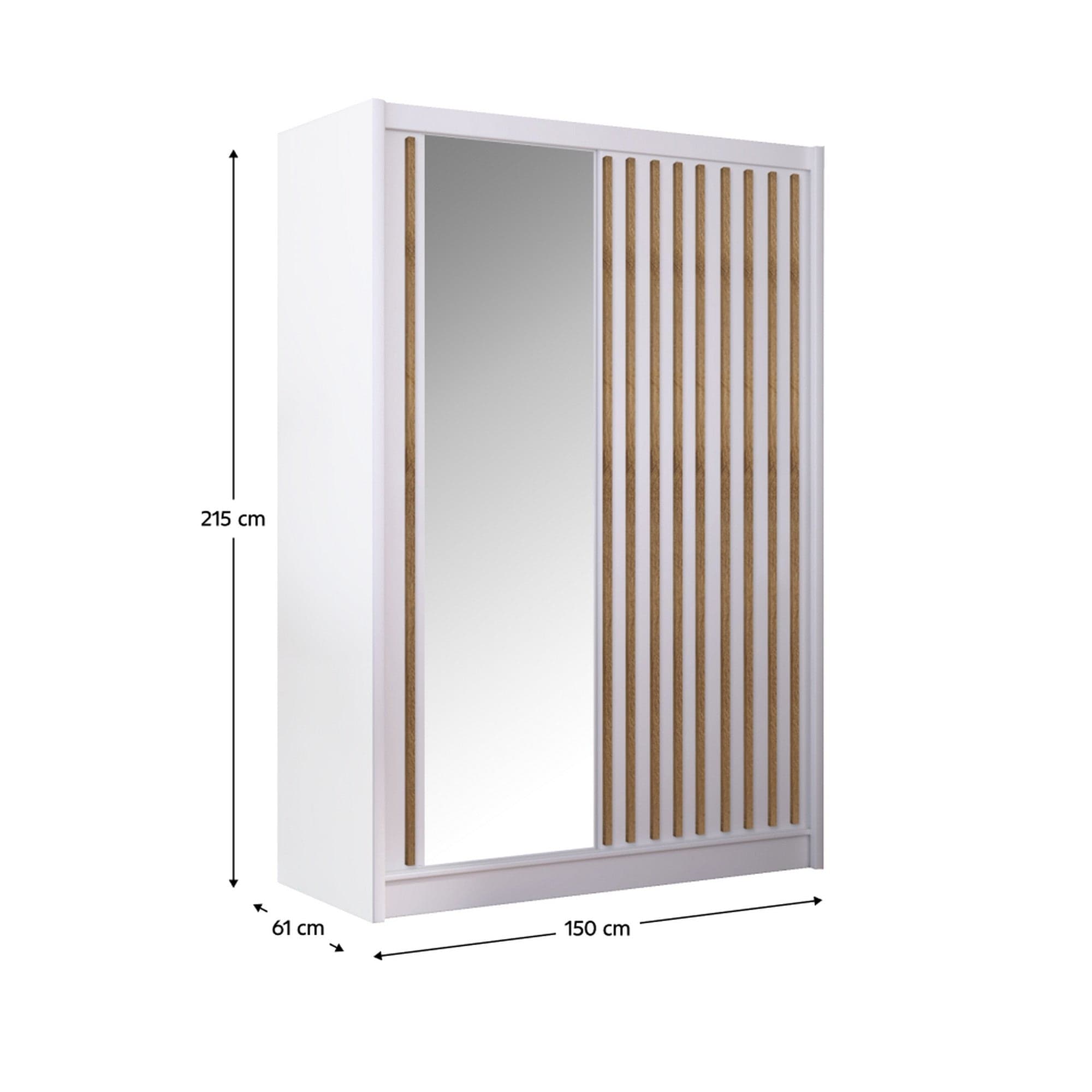 Dulap LADDER, alb/stejar craft, PAL melaminat/sticla, cu 2 usi, 150x61x215 cm