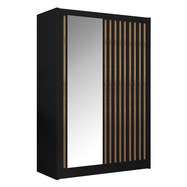 Dulap LADDER, negru/stejar craft, PAL melaminat, cu 2 usi, 150x61x215 cm