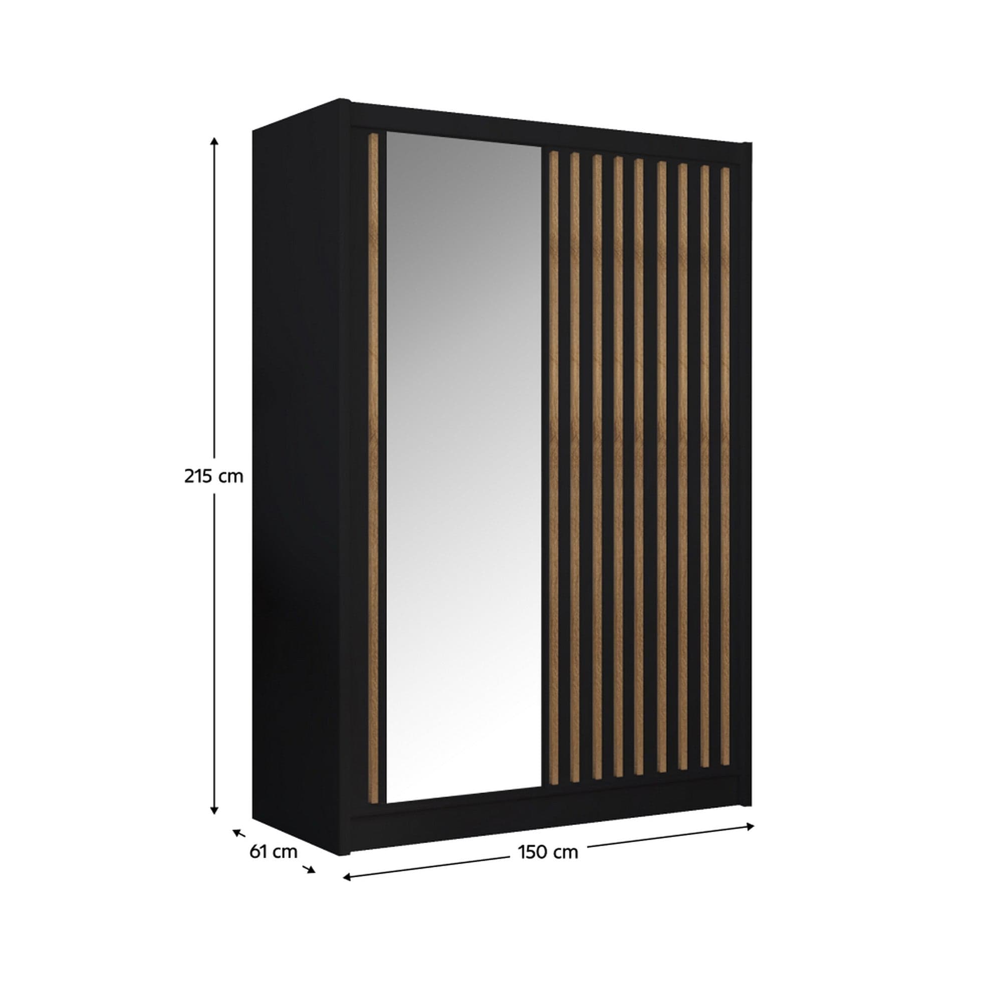 Dulap LADDER, negru/stejar craft, PAL melaminat, cu 2 usi, 150x61x215 cm