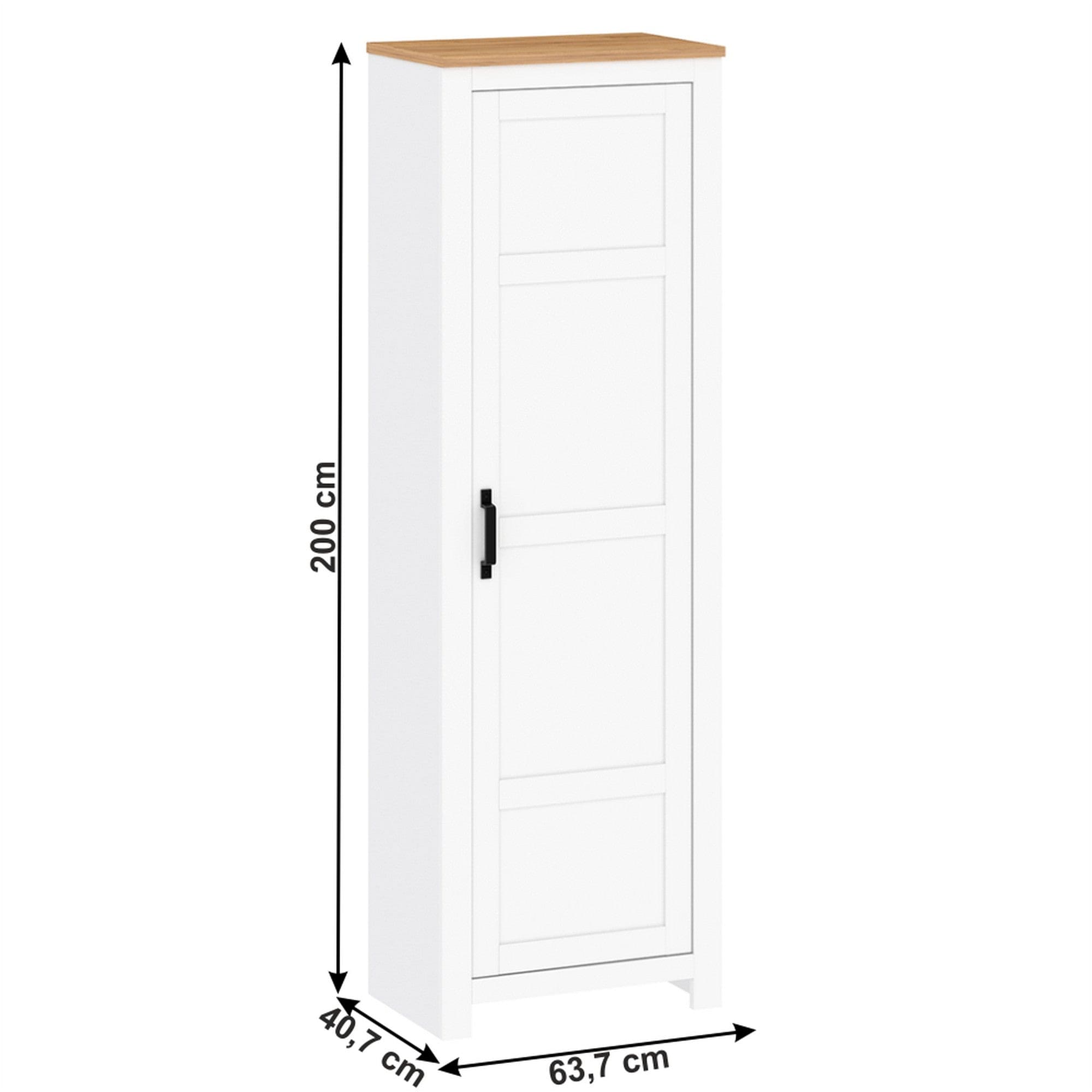 Dulap LANZETTE V, alb/stejar craft auriu, DTD laminat, cu o usa, 64x41x200 cm