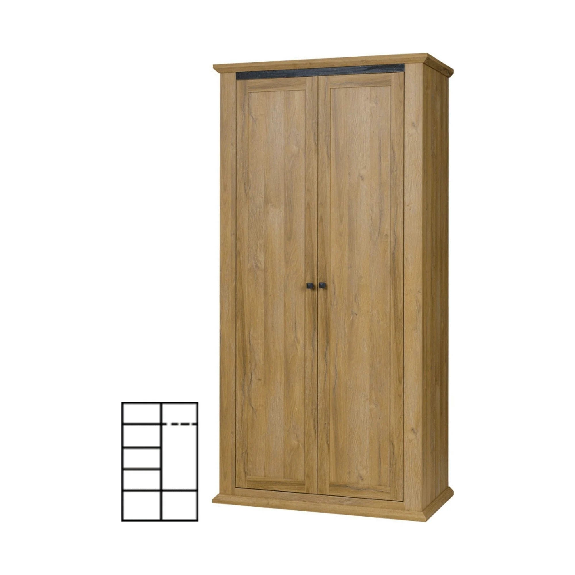 Dulap LEON MZ2, stejar, DTD laminat, cu 2 usi, 100x54x100 cm