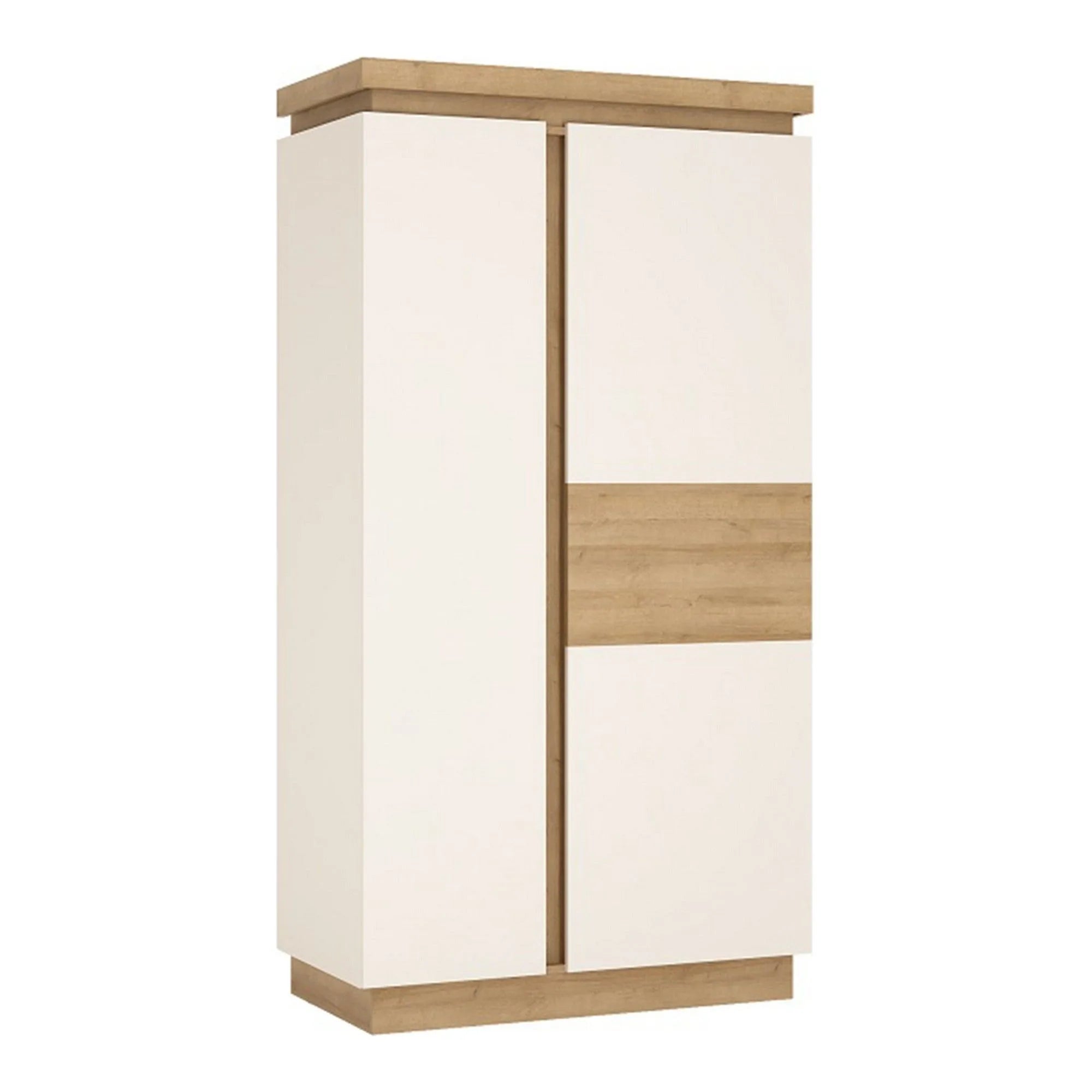 Dulap LEONARDO LYOS01, stejar riviera/alb lucios, PAL melaminat, cu 2 usi, 103x56x199 cm