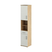 Dulap LESSY NEW 05, stejar sonoma/alb mat, DTD laminat, cu 2 usi si un sertar, 38x35x191 cm
