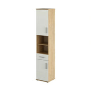 Dulap LESSY NEW 05, stejar sonoma/alb mat, DTD laminat, cu 2 usi si un sertar, 38x35x191 cm
