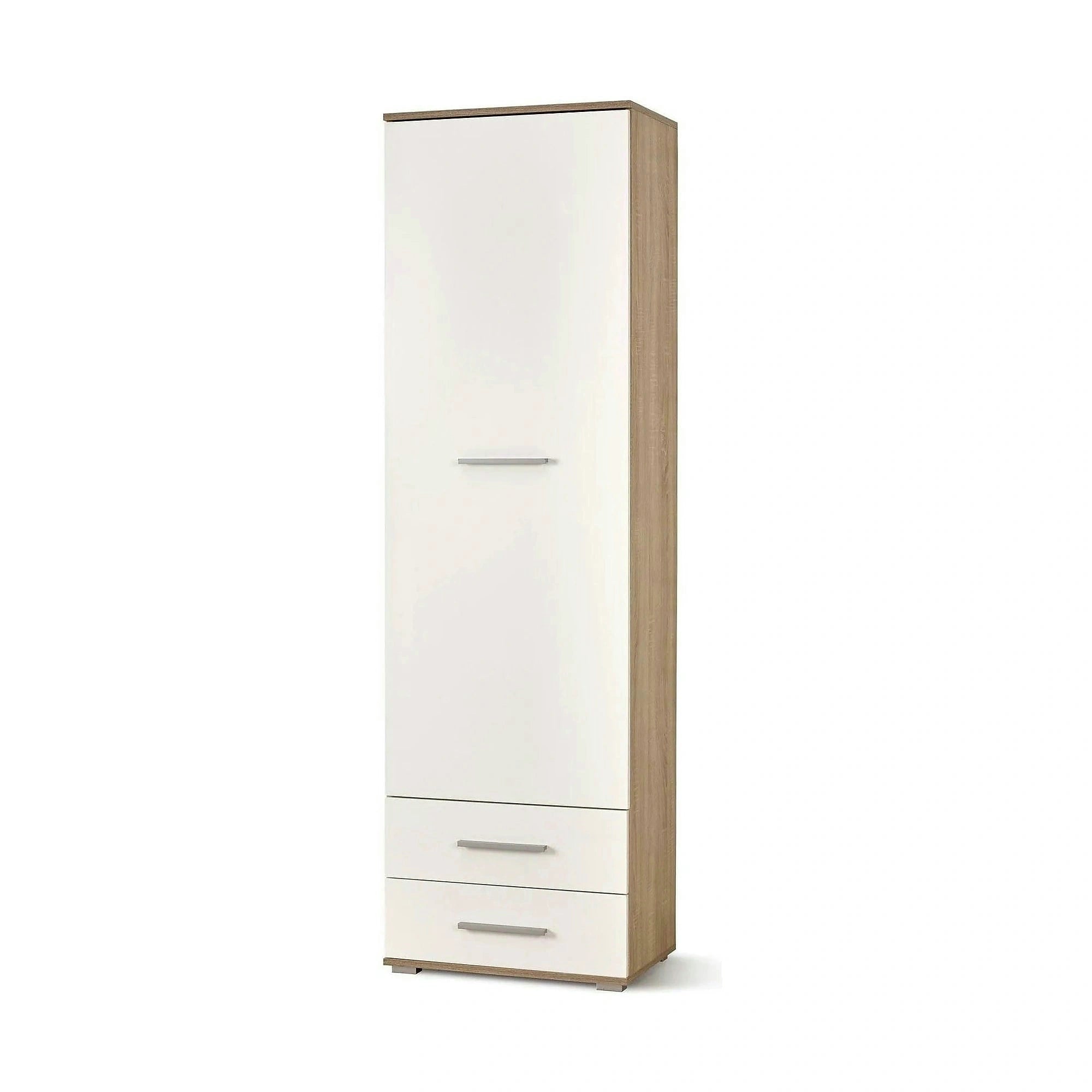 Dulap LIMA REG1, alb/stejar sonoma, PAL laminat, cu o usa si 2 sertare, 60x40x200 cm