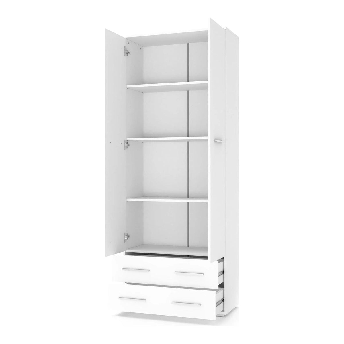 Dulap LIMA REG2, alb, PAL laminat, cu o usa si 2 sertare, 77x40x200 cm