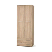 Dulap LIMA REG2, stejar sonoma, PAL laminat, cu 2 usi si 2 sertare, 77x40x200 cm