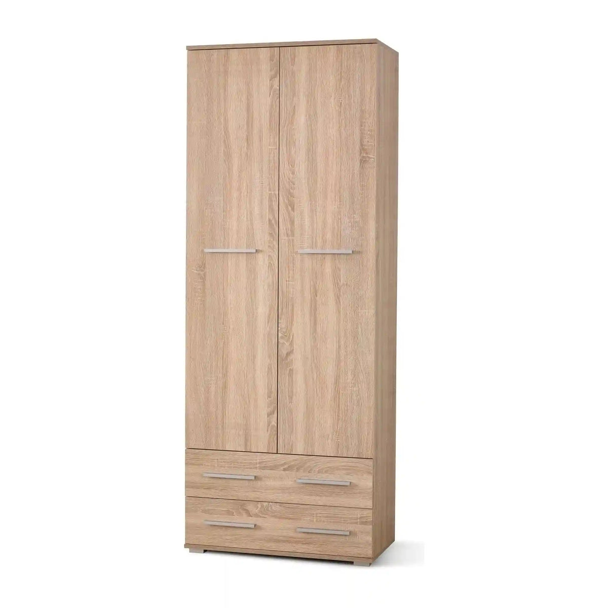 Dulap LIMA REG2, stejar sonoma, PAL laminat, cu 2 usi si 2 sertare, 77x40x200 cm