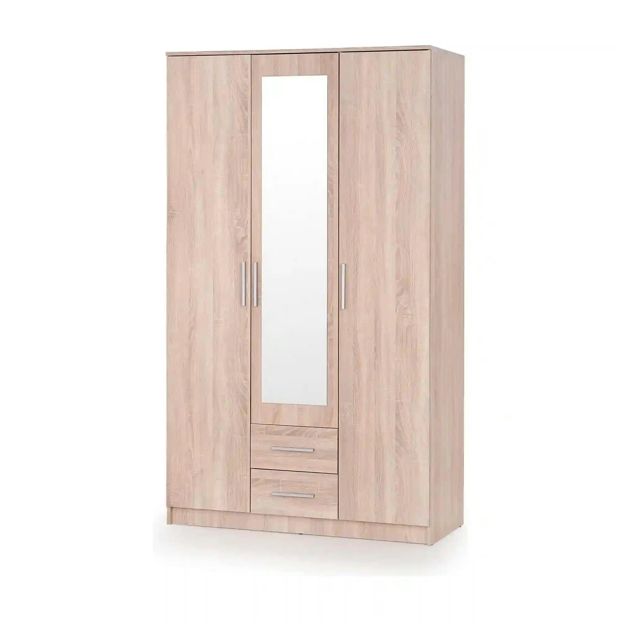 Dulap LIMA S-3, stejar sonoma, PAL laminat/sticla, cu 3 usi si 2 rafturi, 120x52x205 cm