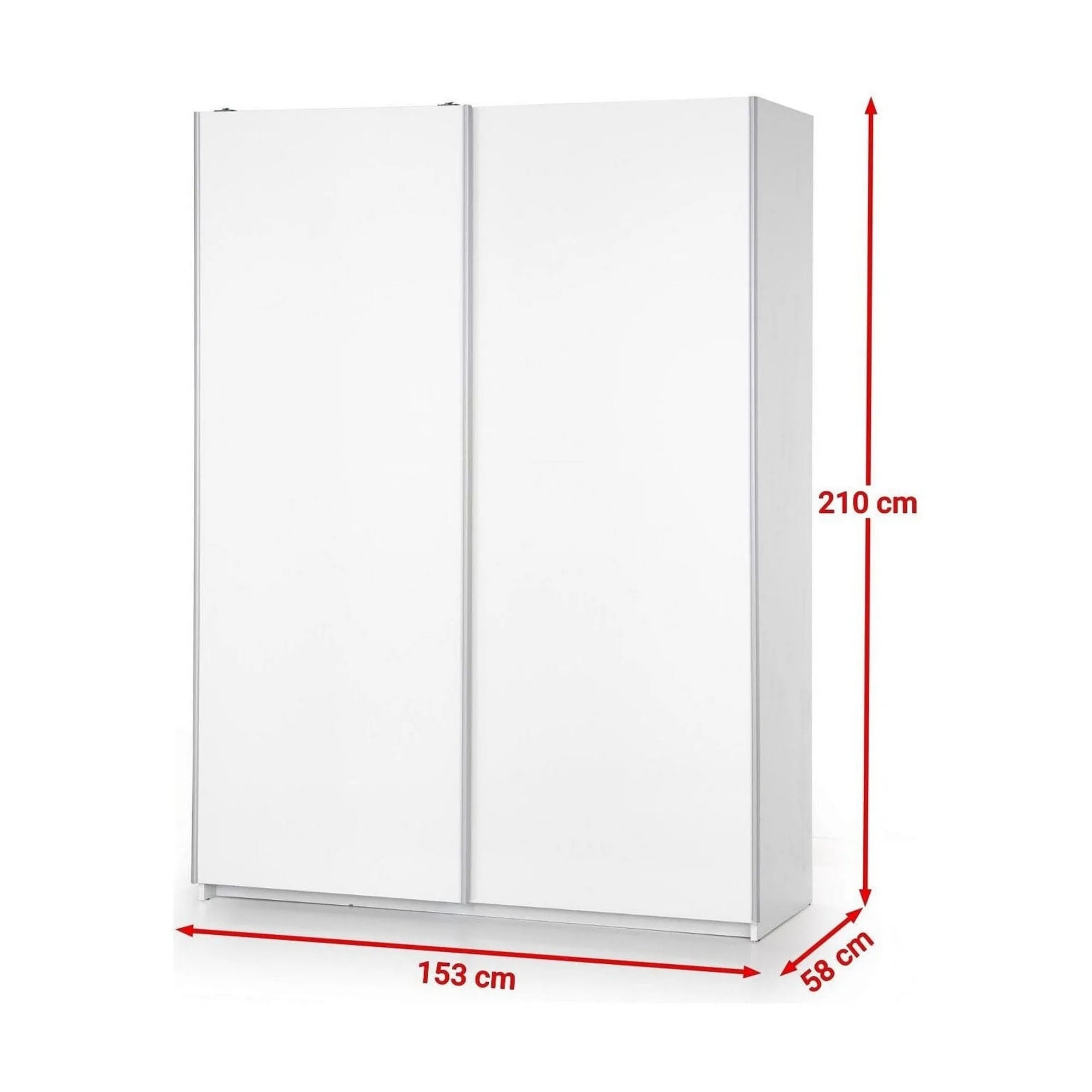 Dulap LIMA S1, alb, PAL laminat, cu 2 usi, 153x58x210 cm