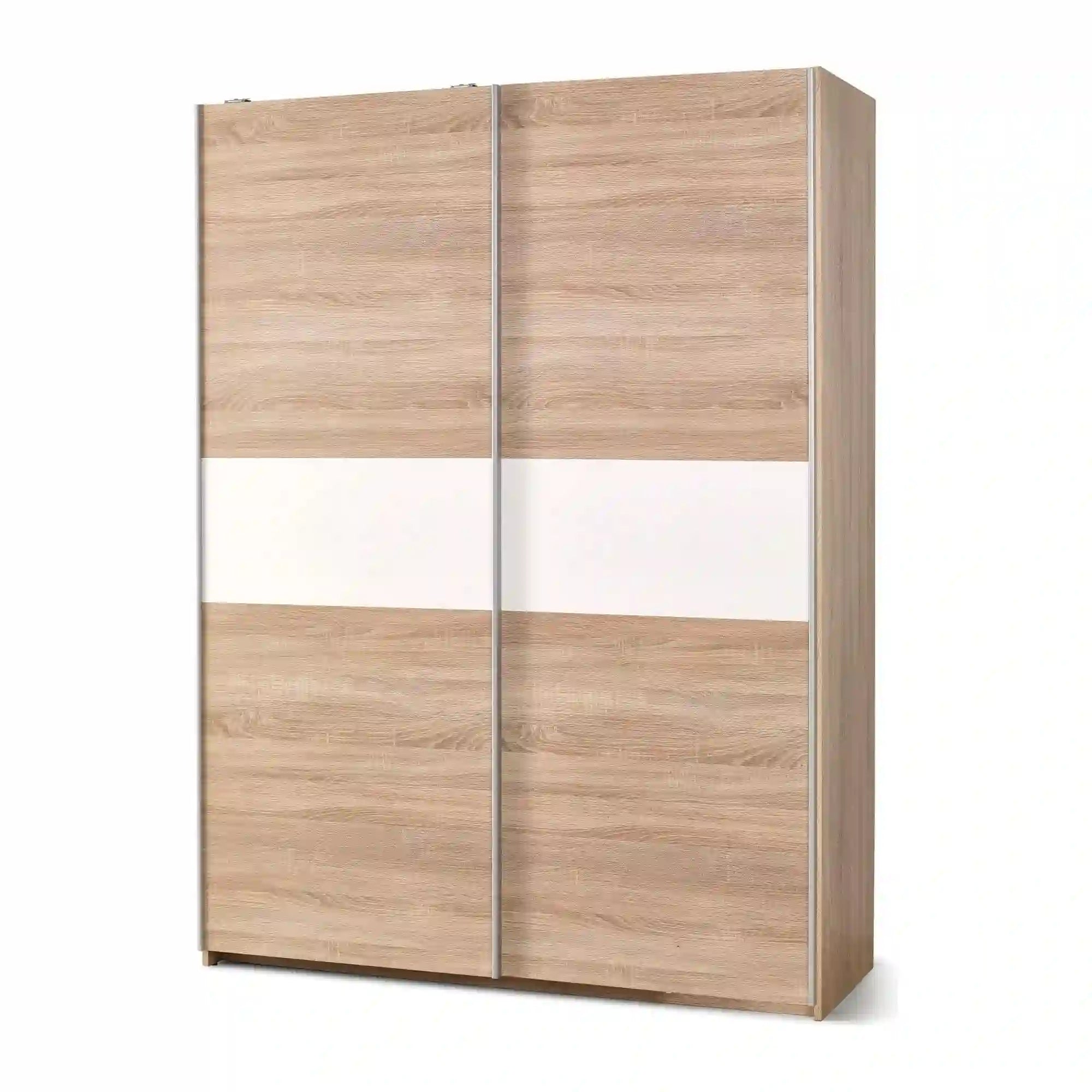 Dulap LIMA S1, alb/stejar sonoma, PAL laminat, cu 2 usi, 153x58x210 cm