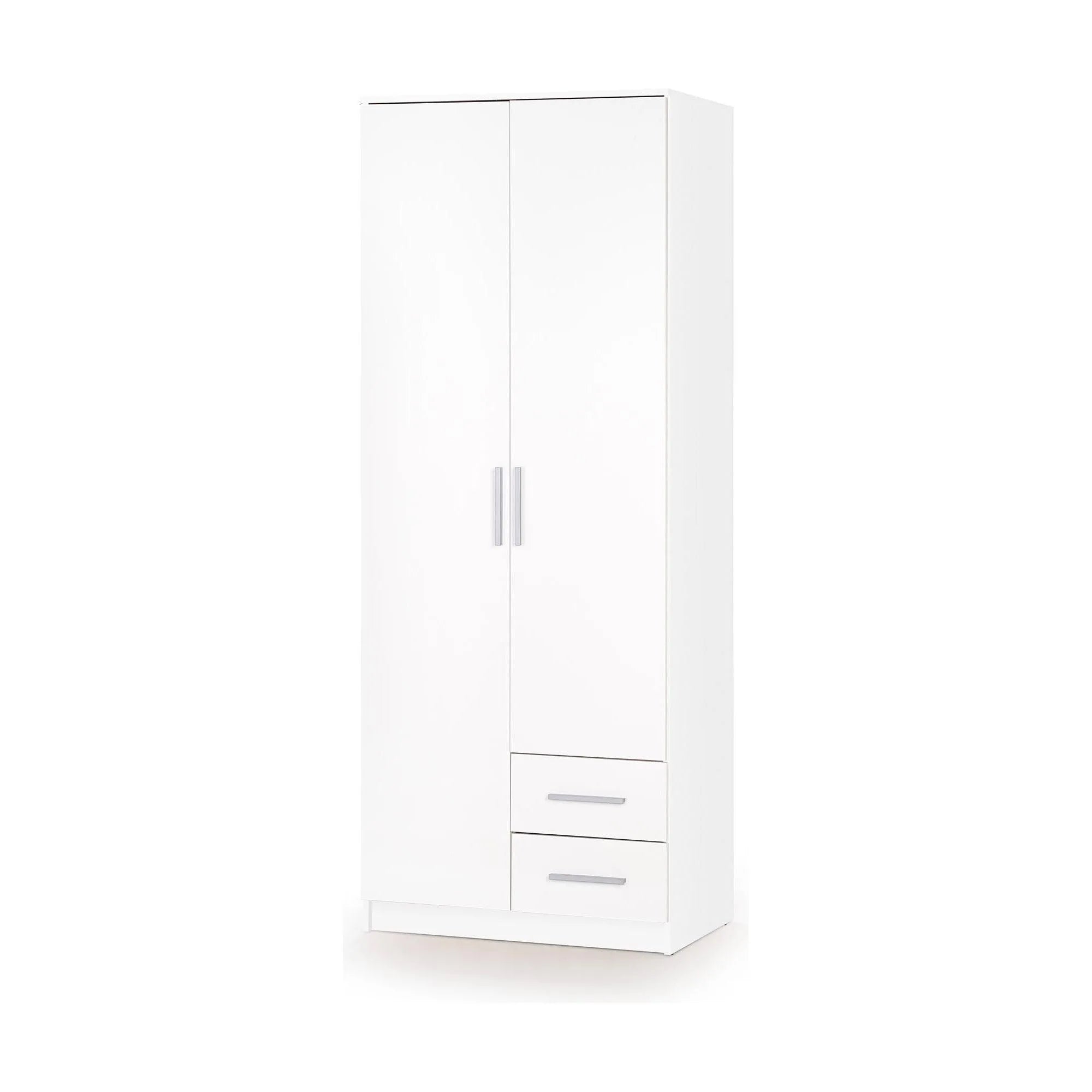 Dulap LIMA S2, alb, PAL laminat, cu 2 usi si 2 sertare, 80x52x205 cm