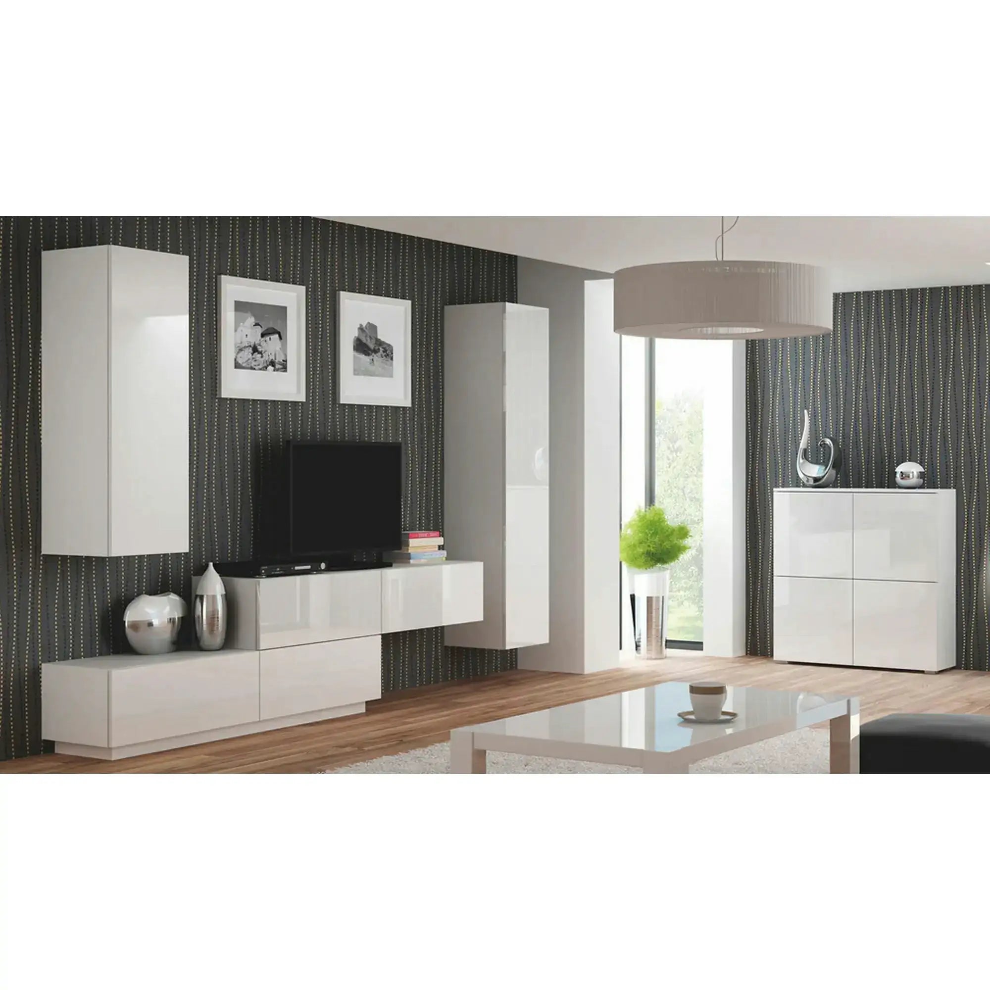 Dulap LIVO KM100, alb, cu 4 usi, 100x29x100 cm