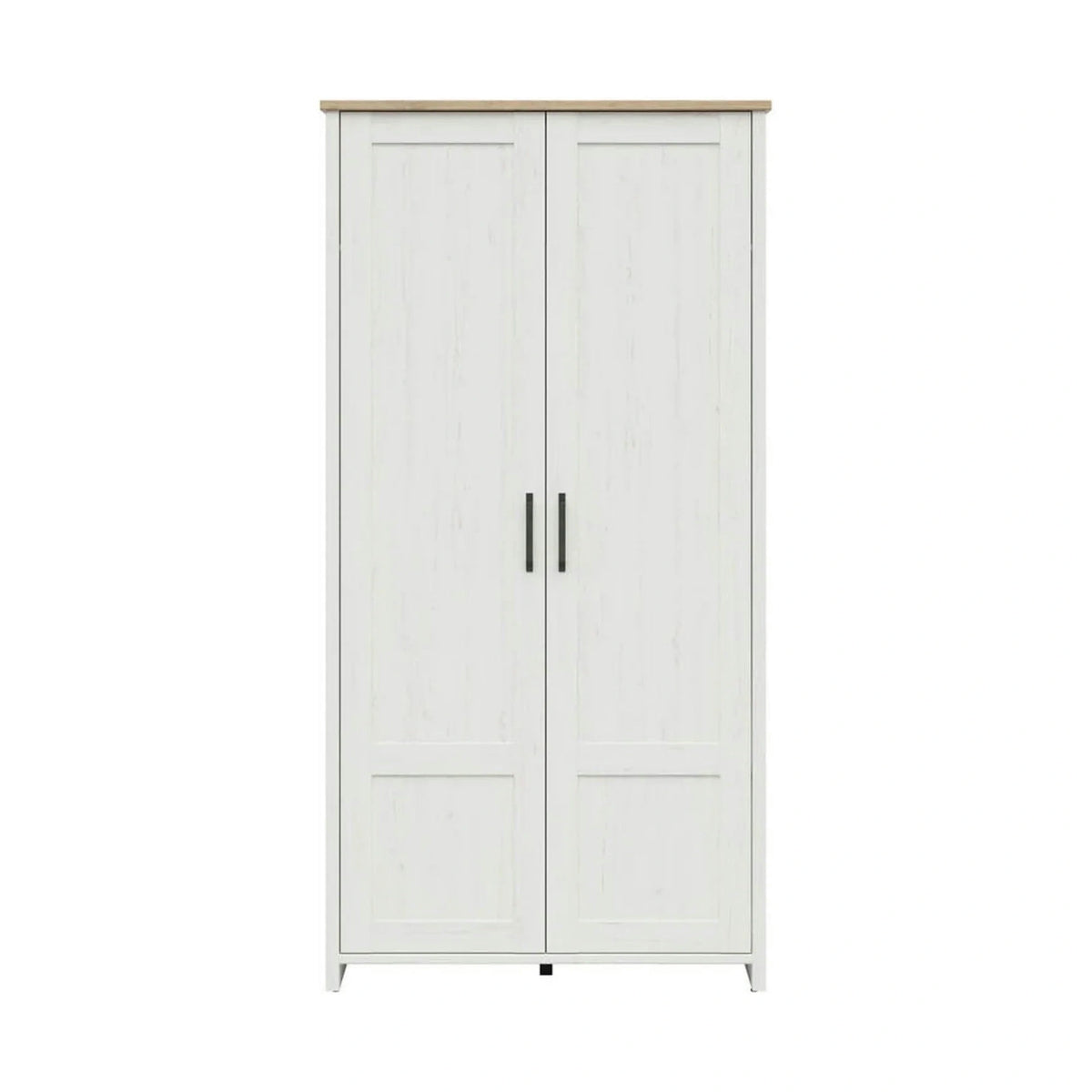 Dulap LOKSA, alb/stejar, PAL laminat, cu 2 usi, 102x57x201 cm