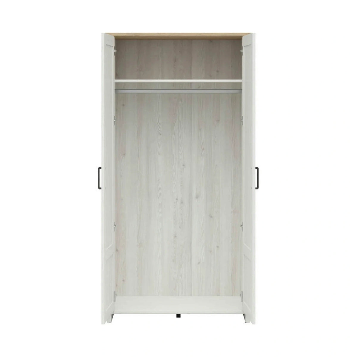Dulap LOKSA, alb/stejar, PAL laminat, cu 2 usi, 102x57x201 cm
