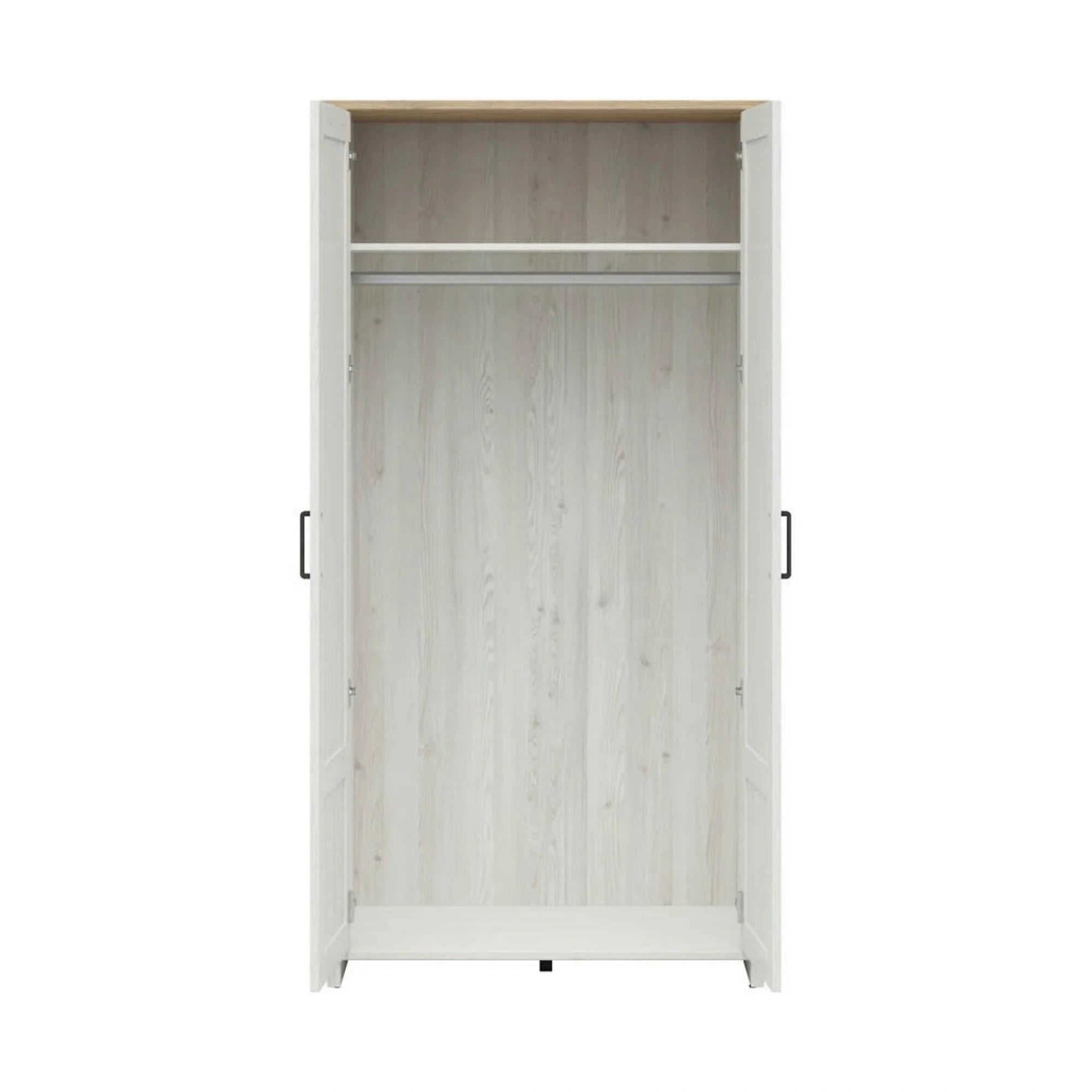 Dulap LOKSA, alb/stejar, PAL laminat, cu 2 usi, 102x57x201 cm
