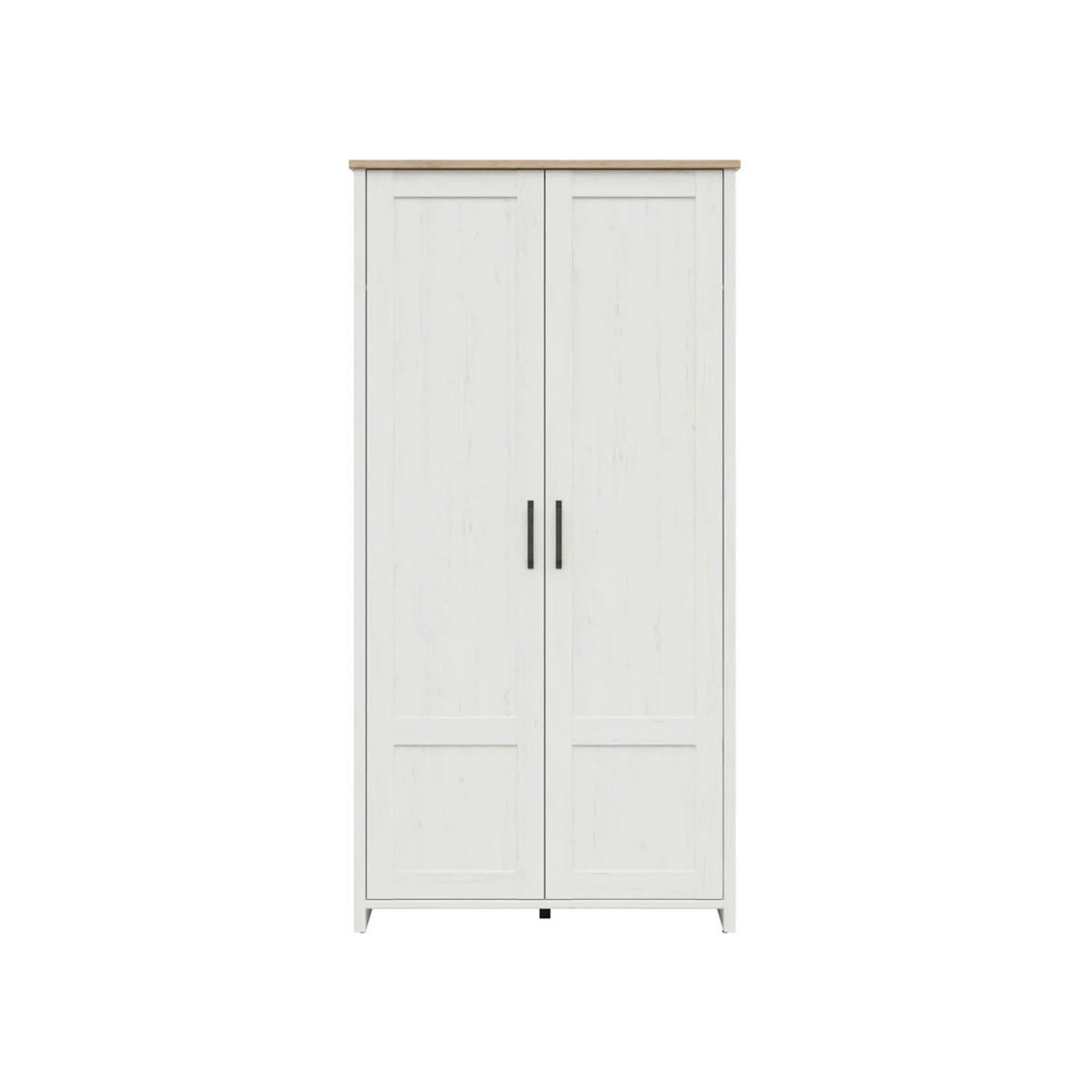 Dulap LOKSA, alb/stejar, PAL laminat, cu 2 usi, 102x57x201 cm