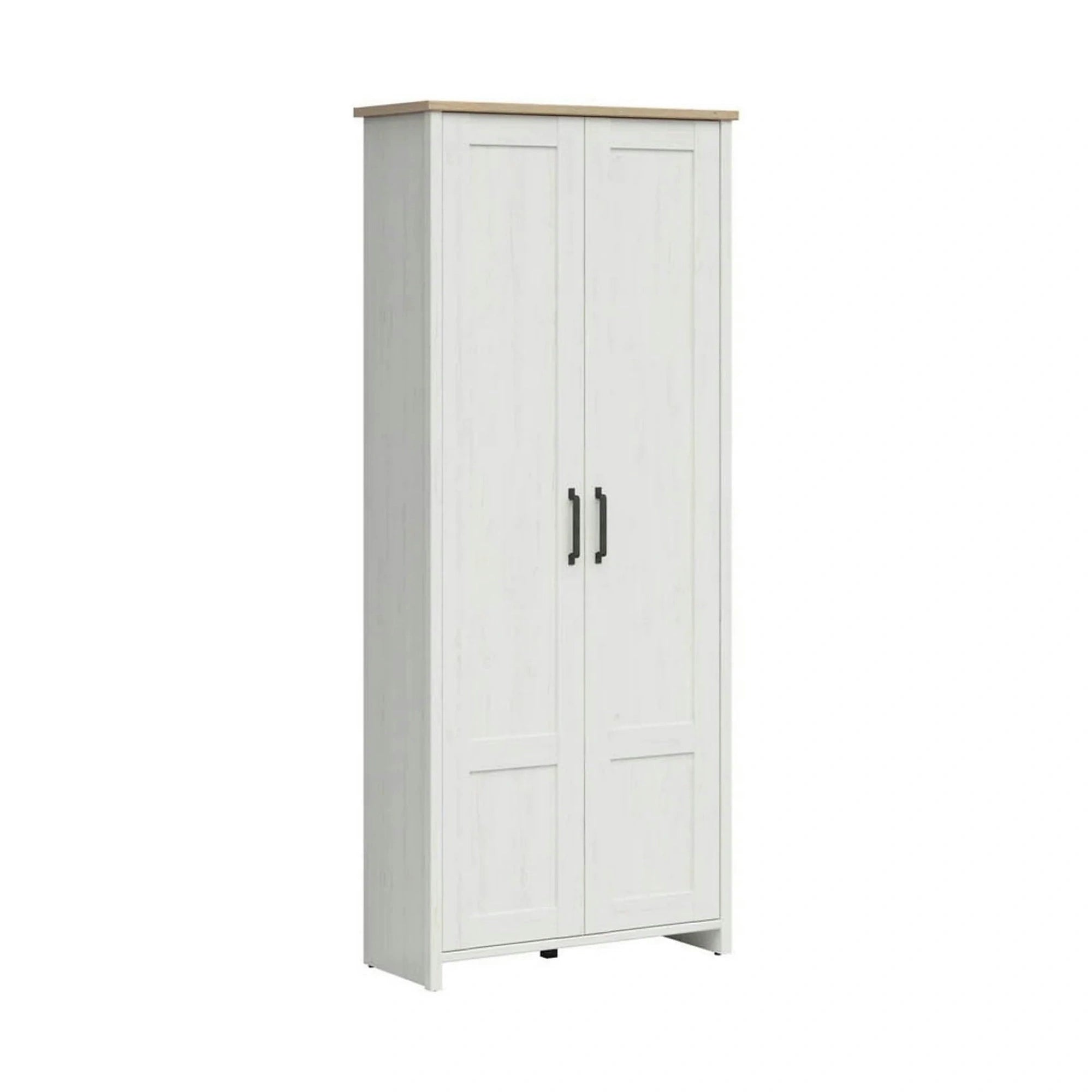 Dulap LOKSA, alb/stejar, PAL laminat, cu 2 usi, 85x37x201 cm