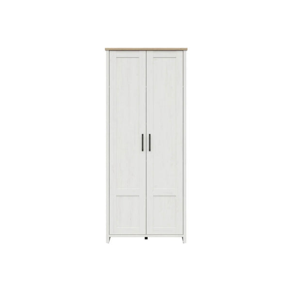Dulap LOKSA, alb/stejar, PAL laminat, cu 2 usi, 85x37x201 cm