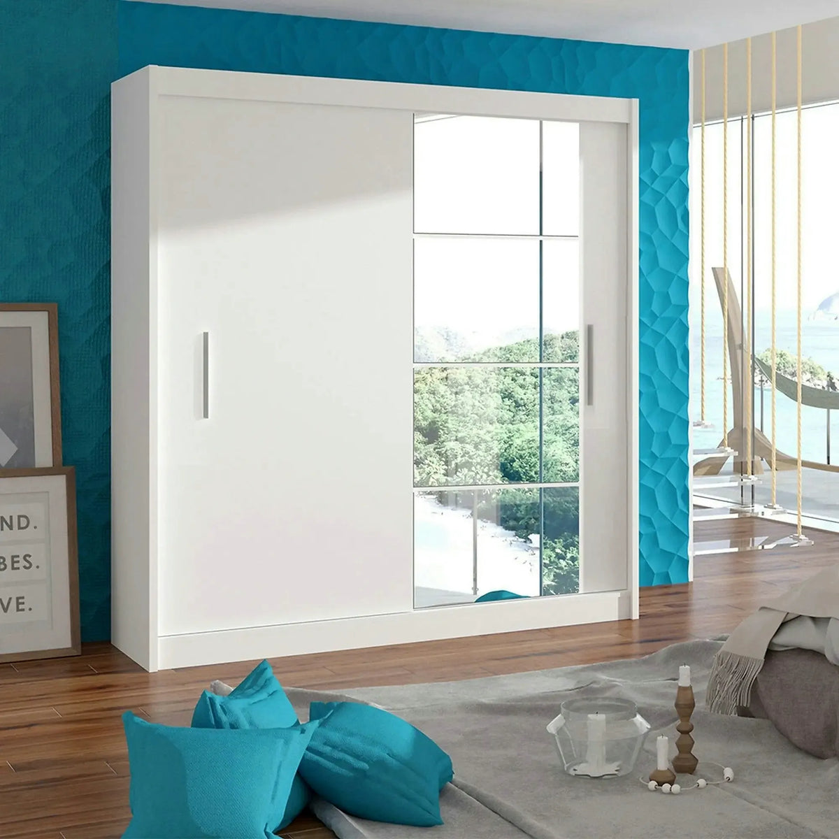 Dulap LOW, alb, DTD laminat, cu 2 usi, 180x61x215 cm