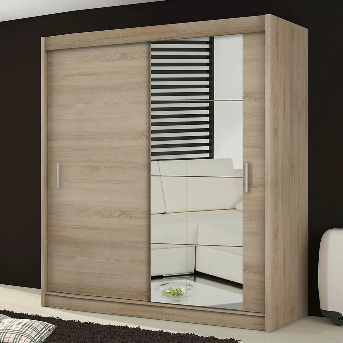 Dulap LOW, stejar sonoma, DTD laminat, cu 2 usi, 180x61x215 cm