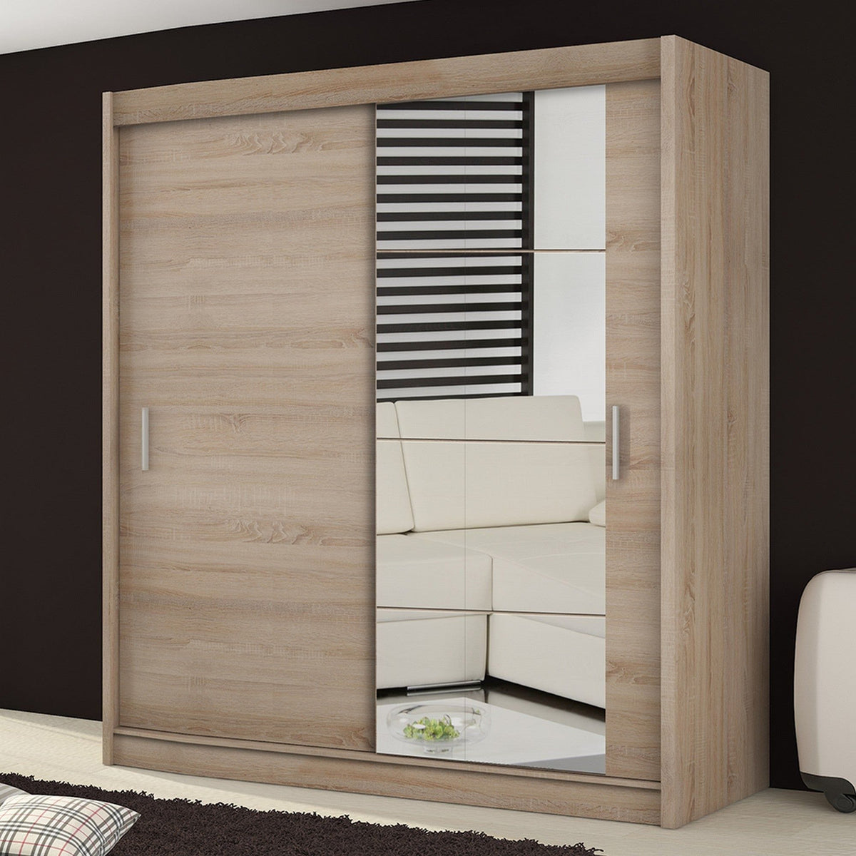 Dulap LOW, stejar sonoma, DTD laminat, cu 2 usi, 180x61x215 cm