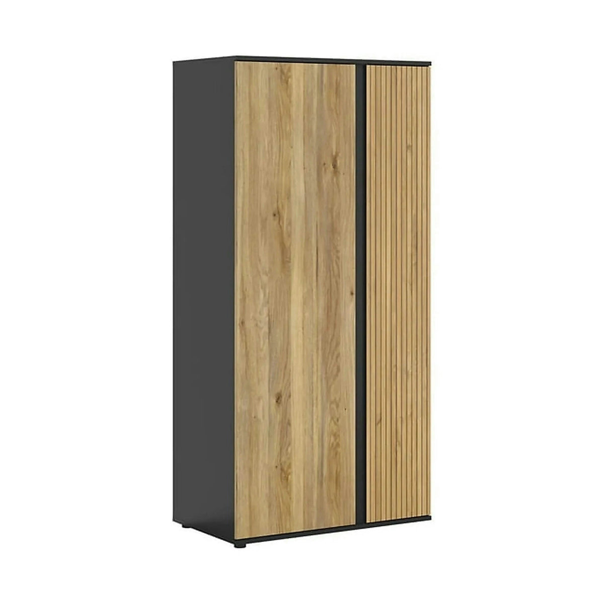 Dulap LUEN, stejar/negru, PAL laminat, cu 2 usi, 95x55x196 cm