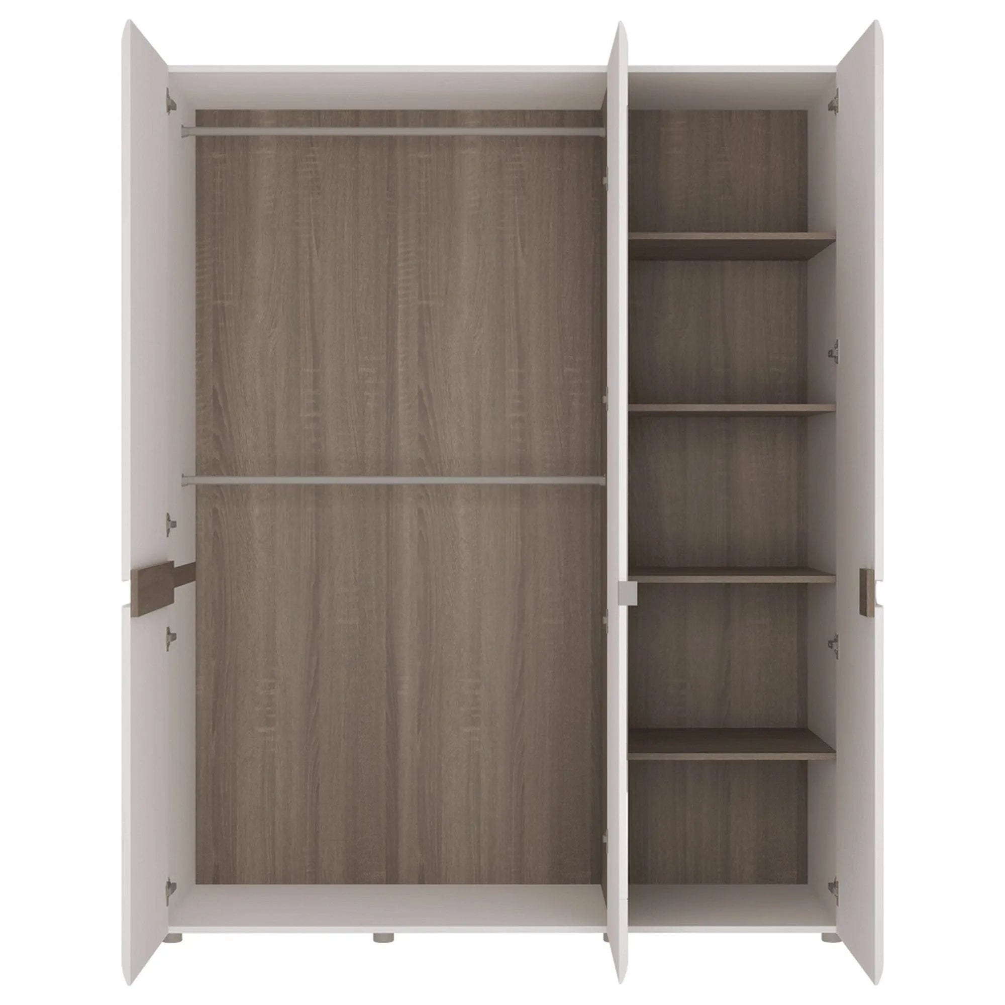 Dulap LYNATET TYP 22, alb lucios/stejar sonoma, PAL laminat, cu 3 usi, 164x59x209 cm