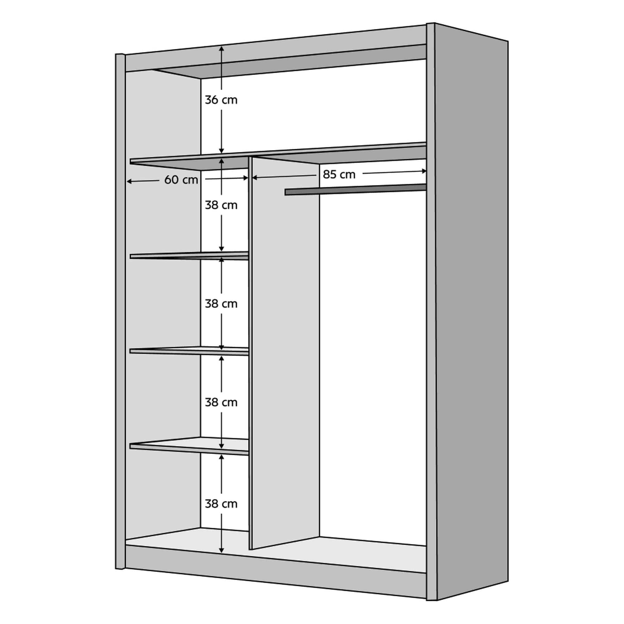 Dulap MADRYT, alb, PAL melaminat, cu 2 usi, 150x61x215 cm
