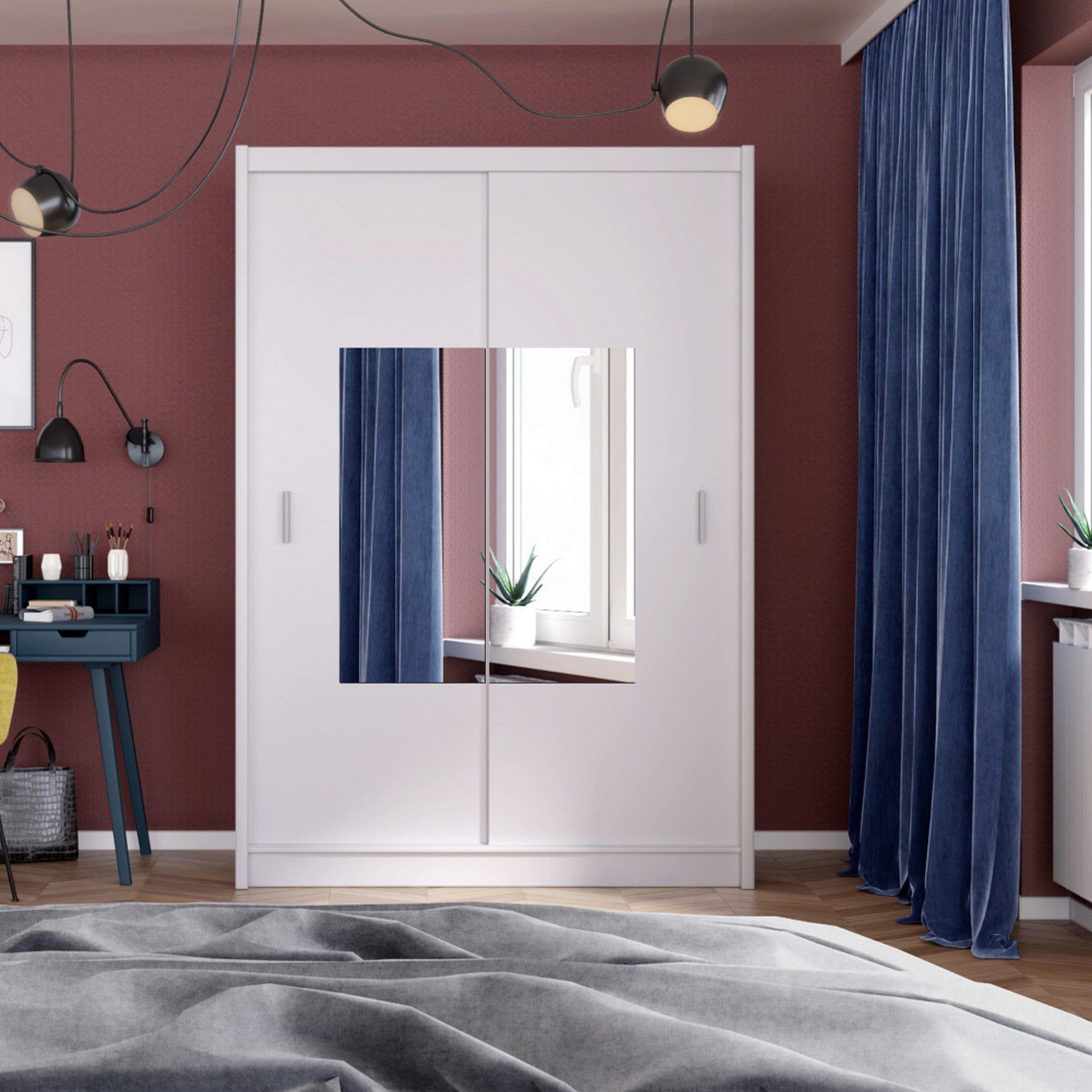 Dulap MADRYT, alb, PAL melaminat, cu 2 usi, 150x61x215 cm